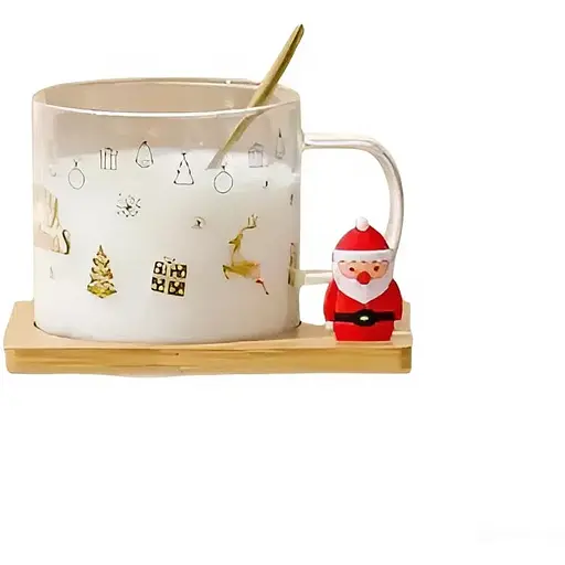 Чашка Led Ny Santa Limited Edition для чаю/кави з бамбуковою підставкою та ложкою 280 мл (B060703)