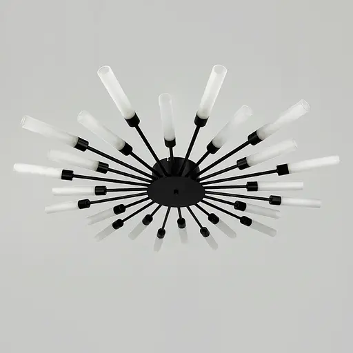 Стельова чорна люстра у формі сонячних променів на 24 плафони G9 96х8 см Line F Арт. 1276 24 BK - фото 1
