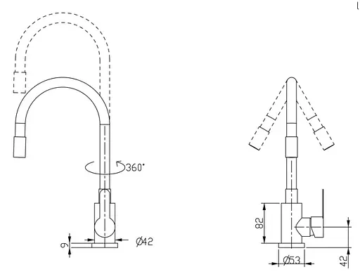 Змішувач для кухні Brinex Pure 015F3 з гнучким виливом Nickel/Grey BRIPUR015F3NKG - фото 4
