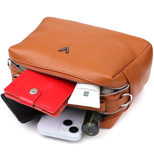 Женская сумка Vintage из натуральной кожи с двойным внутренним пространством 22.5х14х9.5 см sum0027587 - фото 8