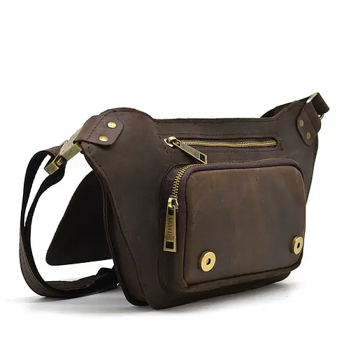 Кожаная мужская сумка на пояс TARWA 14х29х5 см sum0025975 - фото 2