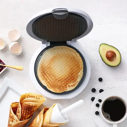 Електрична універсальна вафельниця Magio MG-398 770 Вт для трубочок, рожків та тонких вафель біла - фото 4