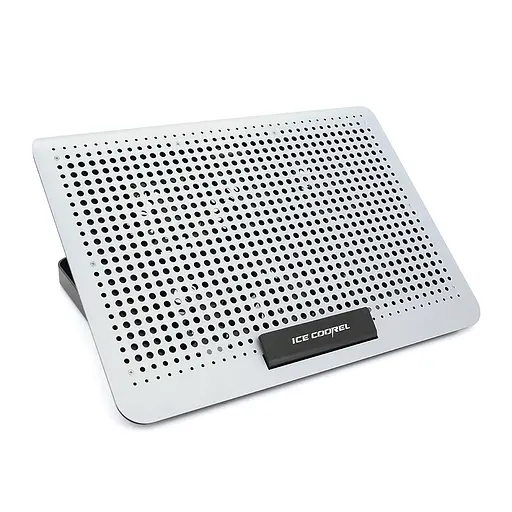 Підставка під ноутбук IceCoorel A19, 10-15.6", 6 * 60mm 580±10% RPM, корпус пластик + алюміній, 2xUSB 2.0, 350x225x26mm, Silver, Box, Q20 - фото 1