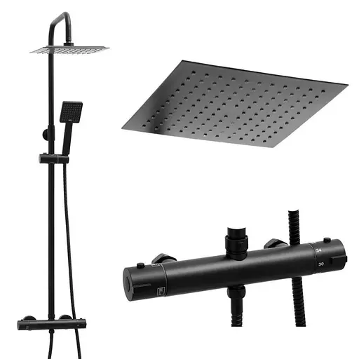 Душова система Yoka Flova 25 black з термостатом BP.FLOVA THERM 25 BLK, Чорний матовий - фото 3