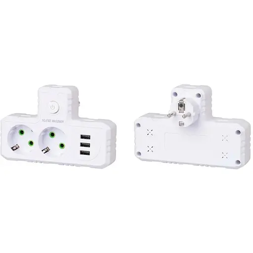 Розетка-двійник із заземленням Voltronic F-302 White 2 розетки+3USB (1А) 2500W 10A 220V - фото 3