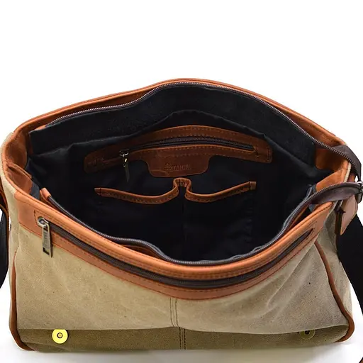 Сумка мужская через плечо из кожи и канвас TARWA 37х27х11 см sum0028301 - фото 7