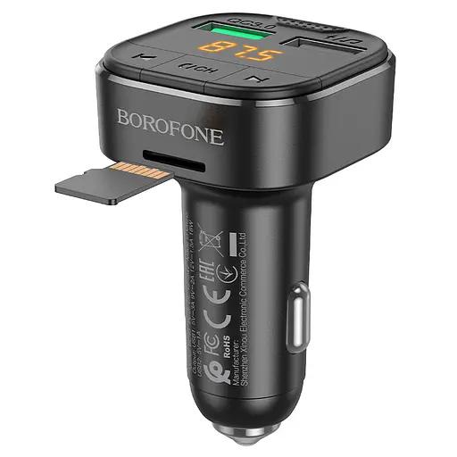 АЗП з FM-модулятором BOROFONE BC43 Flash QC3.0 car BT FM transmitter 18W Black - фото 5