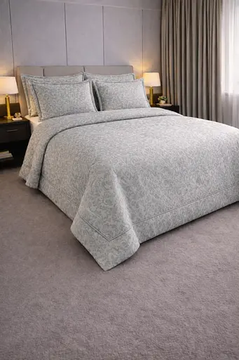 Набор покрывало евро 240х260 см с 2 наволочками 50х70 см серый TC303376213 - фото 2