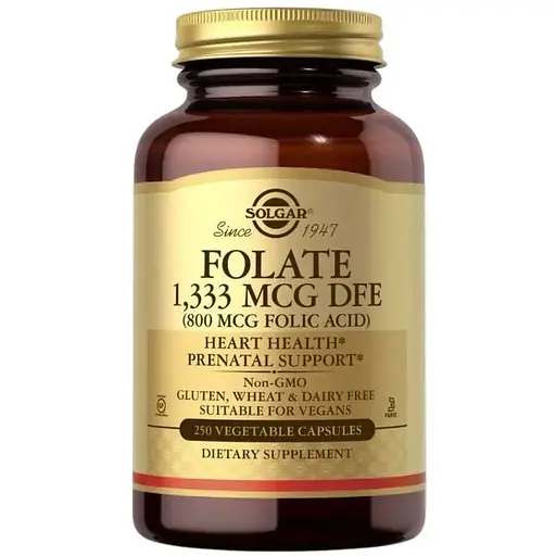 Вітаміни та мінерали Solgar Folate 1333 mcg (Folic Acid 800 mcg), 250 вегакапсул