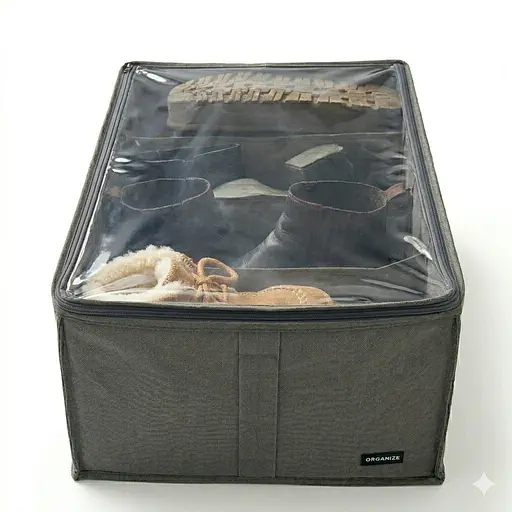 Коробка  ORGANIZE  для хранения обуви на 4 пары до 44 размера 48*34*20 см (серый) - фото 1