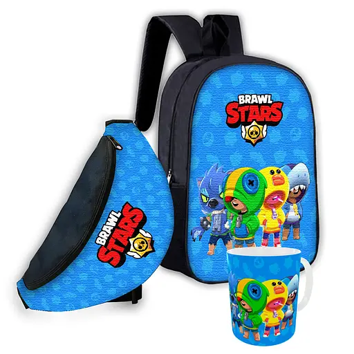 Набір дитячий Бравл Старс рюкзак 36х27см сумка-бананка, кружка з принтом для хлопчика (01653)
