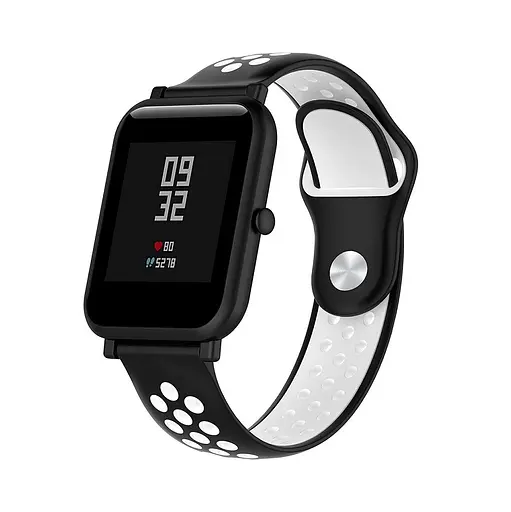 Ремешок силиконовый Boorui для часов 20 мм Nike design черный с белым (с кнопкой) - фото 4