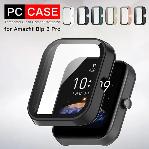 Защитный бампер с закаленным стеклом Tamister для смарт-часов Amazfit Bip 3/3Pro черный - фото 2