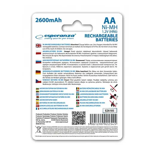 Акумулятор Esperanza Ni-MH AA 2600 mAh, 2шт EZA105 - фото 2