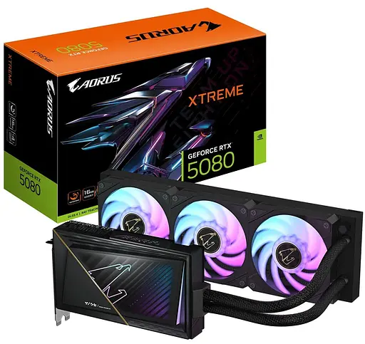 Видеокарта Gigabyte RTX 5080 16GB AORUS XTREME WATERFORCE (GV-N5080AORUSX W-16GD) (GDDR7, 256 bit, PCI-E v5.0 x16) - фото 8