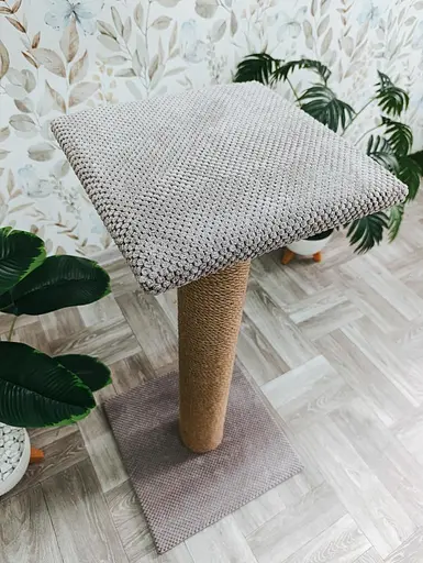Когтеточка с лежанкой на широком столбике 85*40*40 см Мокко