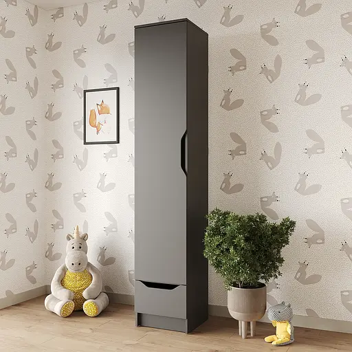 Пенал закрытый 1Д1Ш Лилу 40x40x210 см Антрацит (MBS-1386)