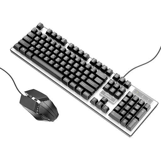 Комплект провідний KB+Mouse Hoco GM18, USB, RGB підсвічування, (Eng/Pyc), Black/White, Box - фото 4