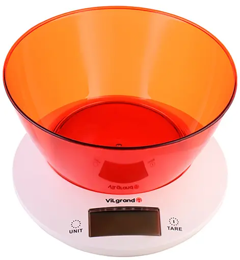 Ваги кухонні електронні з чашею до 5 кг VKS-533С, ViLgrand Червоний 87464 - фото 8