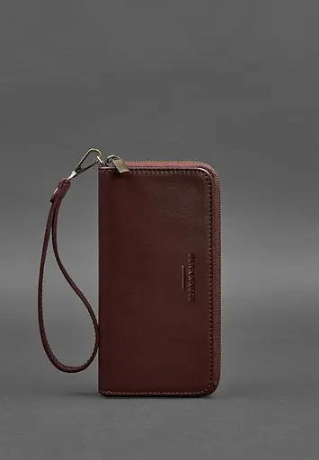 Шкіряне портмоне на блискавці 6.1 Бордове - фото 4