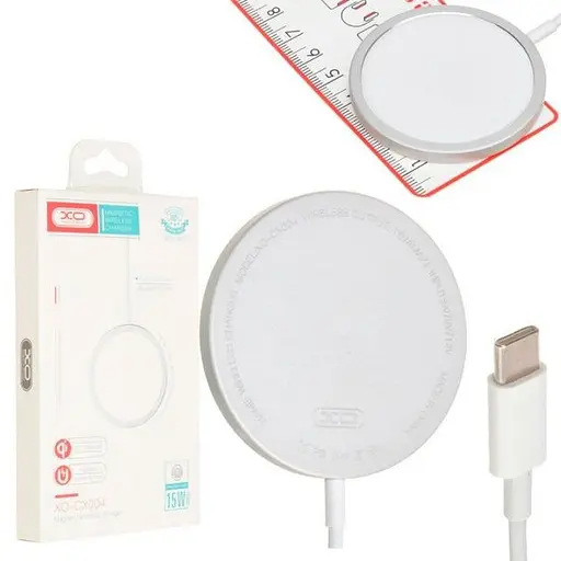 Заряджання Qi XO magnetic wireless charger CX004 15W бездротове біле - фото 4