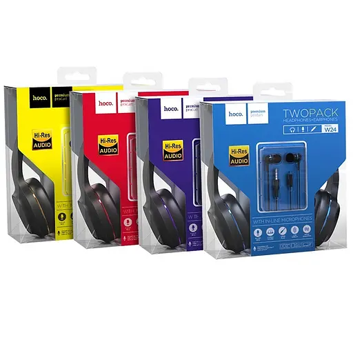 Накладні навушники Hoco W24 Чорно - червоний - фото 6