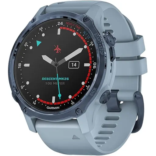 Спортивные часы Garmin Descent Mk2S Mineral Blue with Sea Foam Silicone Band (010-02403-07)