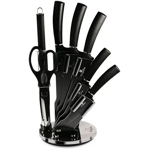 Набір ножів на підставці 8 предметів Berlinger Haus Black Silver Collection (BH-2565)