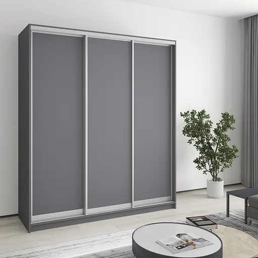 Шафа-купе тридверна MebelStar Уні AL 3ДСП 180x45x210 см Антрацит (MBS-3040)