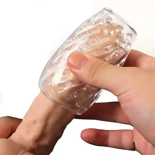 М'який мастурбатор, мастурбатор насадка для члена, прозорий ребристий мастурбатор, стимулятор пінису. - фото 3