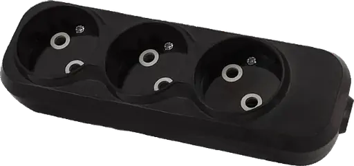 Колодка 3 гнезда без заземления ЧЕРНАЯ (ABS-пластик) Медь MODERN (18121) ТМ LUMANO - фото 1