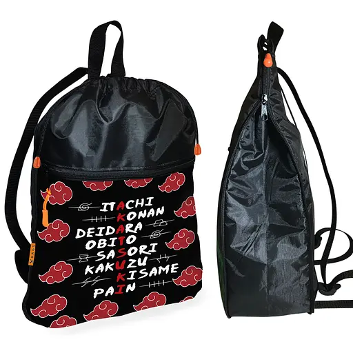 Рюкзак-мешок для обуви,спортивной формы Аниме Наруто Акацуки детская сумка для сменки с расширителем (01209)