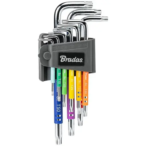 Набір ключів Bradas TORX TX 10-50 9 шт довгі (DIY-HKT62-LO/B) - фото 1