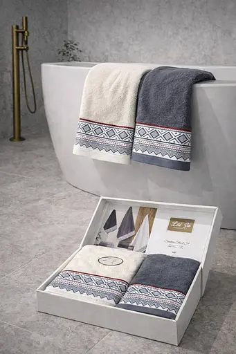 Набір турецьких рушників для ванної 2 шт (100х150 см, 50х90 см) TC303376212 - фото 1