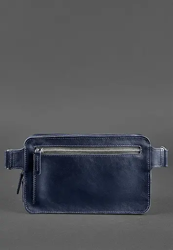 Шкіряна поясна сумка Dropbag Maxi темно-синя - фото 4