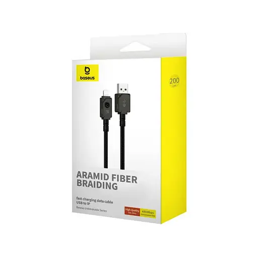 Кабель Baseus Unbreakable Series Fast Charging Data Cable USB to iP 2.4A 2m Cluster Black - фото 2