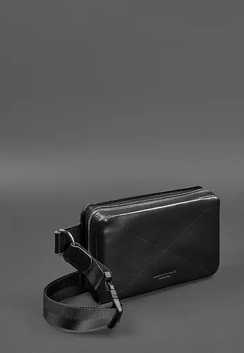 Шкіряна поясна сумка Dropbag Minі чорна - фото 3