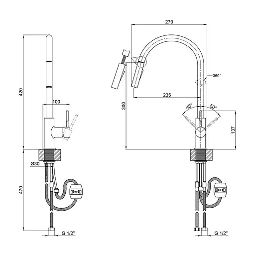 Змішувач для кухні Lidz Aria 04U-SFS LD376AR43397 - фото 5