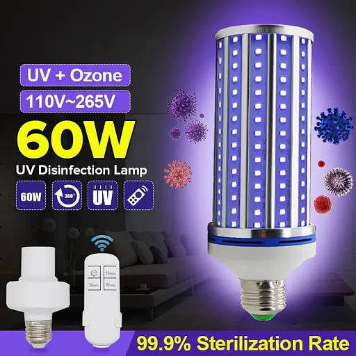 Бактерицидна лампа UV-C 220V E27 254nm 60W Ультрафіолетова - фото 7