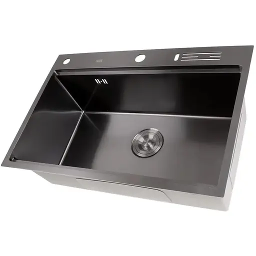 Черная мойка для кухни Nett NB-7048 из нержавейки с PVD покрытием многофункциональная - фото 3