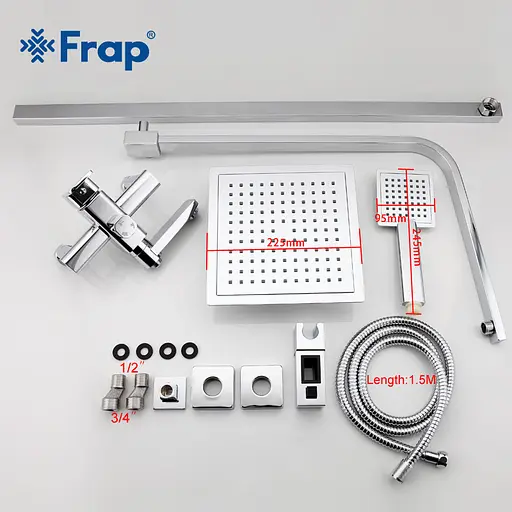 Душова система Frap F2420, поворотний вилив, лійка 1 режим, хром - фото 7