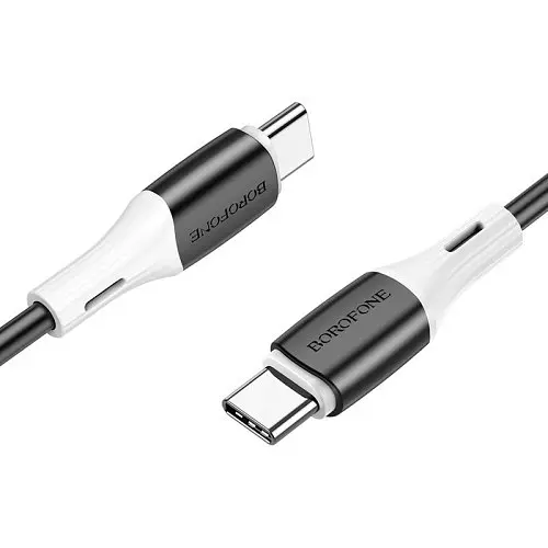 Кабель Borofone BX79 Type-C to Type-C 60W силиконовый зарядный 3A/1 м черный - фото 1