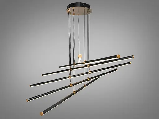 Підвісна LED люстра Romin 5 ліній чорна 70 Вт з пультом - фото 2