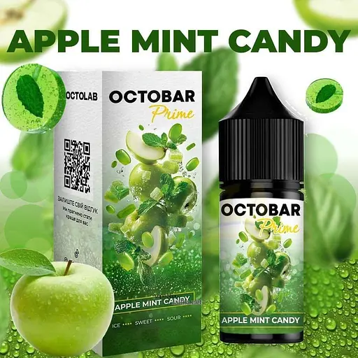 Набір компонентів для самозамісу сольової заправки Octobar Prime 30 мл Apple Mint Candy Яблучно-м'ятна цукерка 0-50 мг (19060) - фото 2