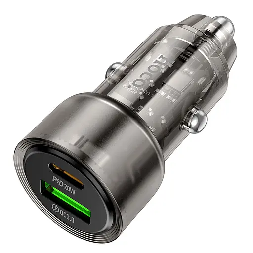 Автомобільний зарядний пристрій Hoco Z52 Spacious PD38W(1C1A) car charger Чорний - фото 1