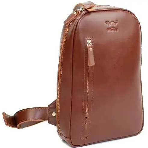 Чоловіча шкіряна сумка Chest bag світло-коричнева - фото 1