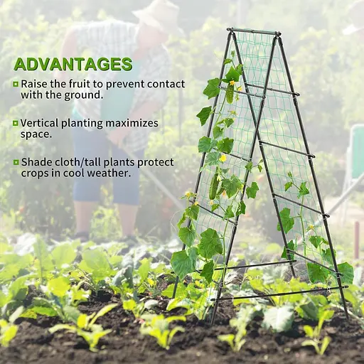 Огіркова решітка Yotoworth для кучерявих рослин, каркас для саду, грати для кімнатних та вуличних овочів, фруктів, чорна - фото 5