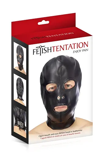 Капюшон для БДСМ з відкритими очима та ротом Fetish Tentation - фото 3