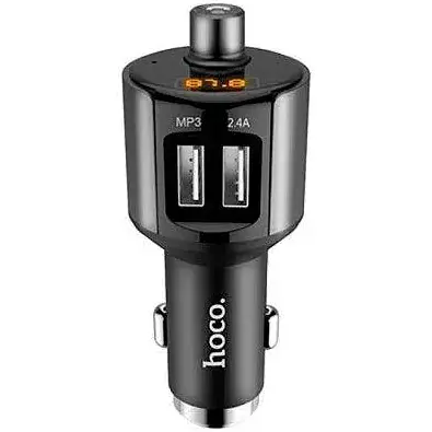 Зарядное устройство Hoco E19 Smart 2.4 A with wireless FM transmitter Metal серый - фото 1
