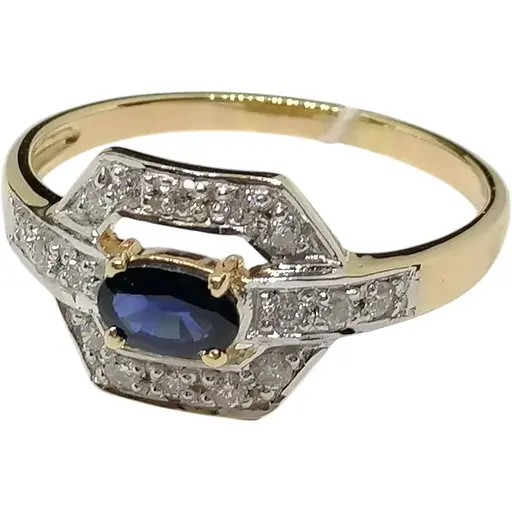 Золотое кольцо Центрумикс трейд с бриллиантами и сапфиром. Артикул RS588K 19,5